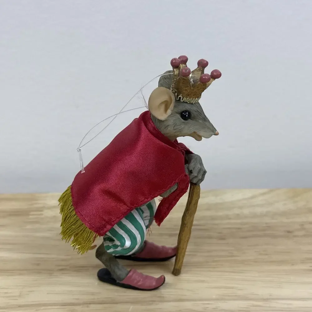 Nutcracker Mouse King Resin Christmas Ornament Pajamas 4”